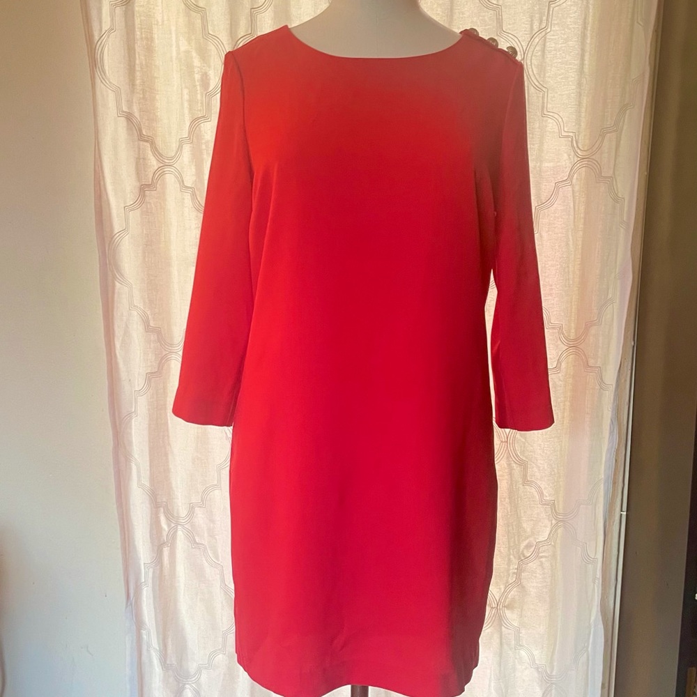 60s inspired Midi Dress with Gold Shoulder Buttons